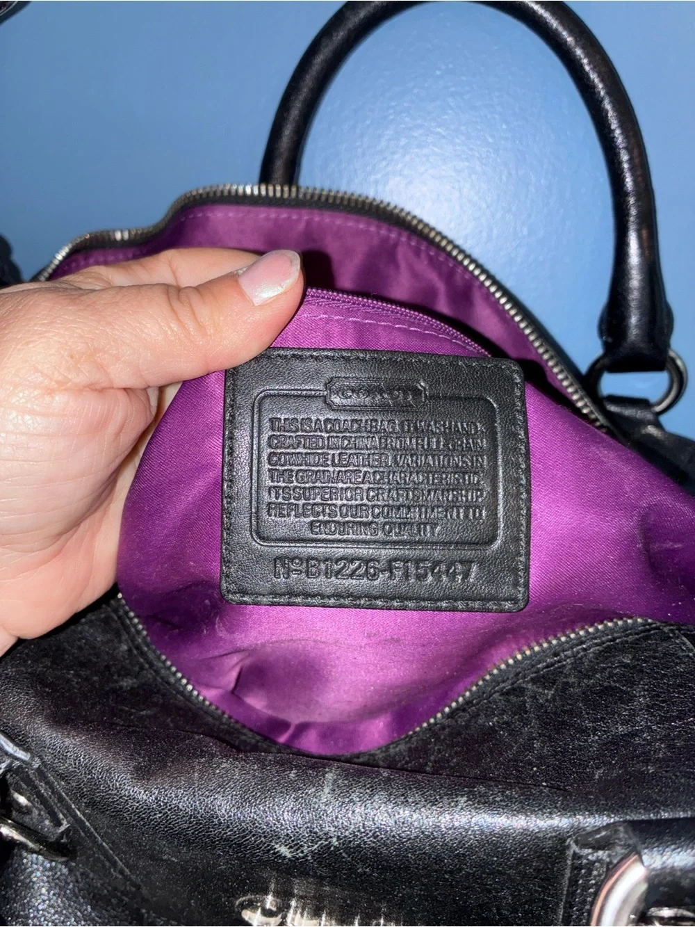 Coach Black Leather Shoulder Bag with Top Handles and Strap